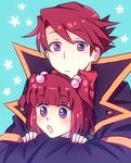  1girl :o blue_eyes brother_and_sister cape child hair_bobbles hair_ornament momofukki red_hair siblings twintails two_side_up umineko_no_naku_koro_ni ushiromiya_ange ushiromiya_battler younger 