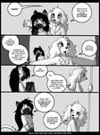  2013 advice aron black_and_white canine cat comic dialog dog feline female fur hair jay_naylor long_hair male monochrome open_mouth sweat_shirt text trixie 