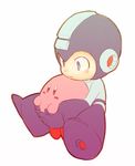  1boy blue_eyes carrying chibi crossover gloves helmet kirby kirby_(series) power_connection rockman rockman_(character) super_smash_bros. 