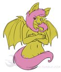  anthro anthrofied bat_pony bat_wings big_breasts breasts covering equine ethanqix fangs female flutterbat_(mlp) fluttershy_(mlp) friendship_is_magic hair horse lipstick mammal my_little_pony navel nude pegasus pink_hair plain_background pony red_eyes solo vampire wings 