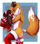  bow breasts candy_cane canine christmas demon demonreven female fox holidays horn legwear licking looking_at_viewer mammal mistletoe nude red_eyes saliva saliva_string shariea side_boob solo stockings thigh_highs tongue tongue_out 