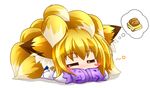  animal_ears blonde_hair chibi foxgirl kazami_karasu multiple_tails sleeping tail touhou yakumo_ran 