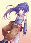  akatsuki_(log_horizon) blush detached_sleeves hikabe_sakuho log_horizon long_hair looking_at_viewer ponytail purple_eyes purple_hair solo 