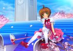  card_captor_sakura cherry_blossoms dress green_eyes kinomoto_sakura moonknives possible_duplicate thighhighs wings 