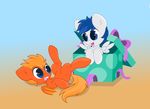  absurd_res blue_eyes blue_hair blue_mane box chibi cute equine feral friendship_is_magic fur gift hair hi_res horse male mammal matty4z micset my_little_pony orange_coat orange_fur original_character pegasus pony present_box ribbons smile white_coat white_fur wings 