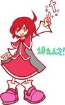  absurdres ahoge cape cross highres okazaki_yumemi orange_eyes parody pcs_shousa puyopuyo puyopuyo_fever red_hair short_hair solo style_parody touhou touhou_(pc-98) 