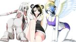  angel angel_wings annoying_watermark black_hair blue_eyes blue_hair breasts brown_eyes butt deadman_wonderland female hair hindpaw hoodie human looking_back mammal paws shiro skinsuit solgryn toes underwear vi video_games watermark white_hair white_skin wings wings_of_vi 