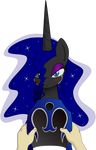  absurd_res black_fur blue_hair blush crying disembodied_hand equine female feral friendship_is_magic fur hair hand helmet hi_res horn horse mammal my_little_pony nightmare_moon_(mlp) pony sad salemcat sallemcat teal_eyes tears winged_unicorn wings zev 