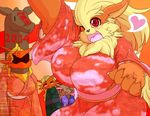  &lt;3 anthro arcanine big_breasts black_nose blaziken blonde_hair blush breasts brown_fur canine chest_tuft claws clothed clothing eyes_closed fdokkaku female fur group hair japanese_clothing kimono long_hair lopunny mammal nintendo one_eye_closed open_mouth orange_fur pink_fur pok&#233;mon pok&#233;morph pok&eacute;mon pok&eacute;morph red_eyes tuft video_games wink yellow_fur 