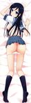  absurdres anus aragaki_ayase ass bed bed_sheet black_hair blue_eyes blush breasts dakimakura from_above full_body highres huge_filesize legs looking_at_viewer looking_back lying medium_breasts no_bra on_bed on_stomach ore_no_imouto_ga_konna_ni_kawaii_wake_ga_nai panties panty_pull school_uniform shirt_lift sideboob skirt skirt_lift socks solo sugii_tsukasa underwear white_panties 