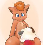  ambiguous_gender blue_eyes chest_tuft fellatio gay hand_on_head lambent male nintendo oral oral_sex penis pok&#233;mon pok&eacute;mon sex simple_background tuft video_games vulpix 