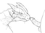  dragon drooling gotobeido horn human interspecies male mammal nude penis plain_background saliva scalie vein white_background 