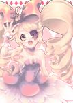  bad_id bad_pixiv_id bare_shoulders big_hair blonde_hair bow cheong_ha dress drill_hair eyepatch hair_bow harime_nui kill_la_kill long_hair pink_bow pink_dress smile solo strapless strapless_dress twin_drills twintails waving wrist_cuffs yellow_eyes 