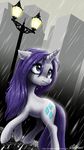  blue_eyes building cutie_mark equine female feral friendship_is_magic hair horn horse john_joseco lamp makeup mammal manehattan my_little_pony outside pony puddle purple_hair rain raining rarity_(mlp) smeared_makeup solo tears unicorn upset water wet wet_hair 