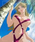  angel_blade angel_blade_punish angel_ender bikini blonde_hair blue_eyes breasts covered_nipples earrings erect_nipples highres hishizaki_shaia_(angel_blade) jewelry large_breasts looking_at_viewer micro_bikini oobari_masami screencap swimsuit 