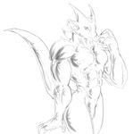  anthro biceps big_muscles bulge claws dragmon dragon looking_at_viewer male muscles nipples nude pecs pose reptile scales scalie solo spikes standing toned 