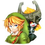  1girl bad_id bad_pixiv_id blonde_hair blue_eyes breasts fangs hat helmet link mato_spectoru medium_breasts midna no_nipples pointy_ears red_eyes the_legend_of_zelda the_legend_of_zelda:_twilight_princess 