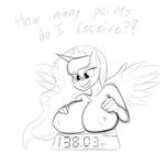  anthro anthrofied big_breasts black_and_white breasts crown dialog english_text equine female friendship_is_magic hair horn horse jrvanesbroek mammal monochrome my_little_pony nipples nude plain_background pony princess_luna_(mlp) scale solo text weighing_scale weight_scale white_background winged_unicorn wings 