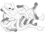  cephalopod cock_tentacle hyde_(character) hyponome ingi kraken male monochrome mucus multi_cock multi_hyponome penis precum solo squid tentacle_penis tentacles uncut 