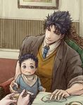  baby bad_id bad_pixiv_id blue_eyes blue_hair father_and_son feeding george_joestar_ii jojo_no_kimyou_na_bouken joseph_joestar_(young) multiple_boys oyzjoj time_paradox 