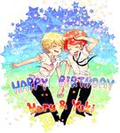  2boys blonde_hair blush child happy_birthday haru_(tsuritama) highres male male_focus moxue_qianxi multiple_boys red_hair sanada_yuki short_hair tsuritama 