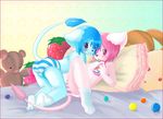  bear blue_hair cub feline female gay girly hair harumi legwear lion male mammal p panties pillow pink_hair plushie stockings strawberry teddy_bear underwear young 