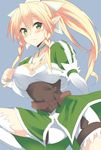  blonde_hair braid elf green_eyes highres leafa long_hair pointy_ears ponytail solo sword_art_online thu twin_braids 