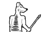  adyin anthro back loincloth looking_back male mammal marsupial monochrome polearm rarewarerat spear stripes thylacine topless tribal 