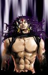  horns jojo_no_kimyou_na_bouken kars_(jojo) long_hair megane_(cannvu517) muscle purple_hair solo stone_mask_(jojo) 