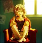  ai_(lost_child) lost_child_(game) lowres short_hair silver_hair sitting smile solo yellow_eyes 