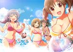  :d ball beachball bell_(oppore_coppore) bikini black_hair blonde_hair bouncing_breasts bracelet braid breasts brown_eyes brown_hair cleavage closed_eyes dark_skin eating food front-tie_bikini front-tie_top futaba_anzu hair_bun hair_ornament hairclip ice_cream idolmaster idolmaster_cinderella_girls innertube jewelry large_breasts lens_flare long_hair mimura_kanako multiple_girls munakata_atsumi natalia_(idolmaster) navel ocean open_mouth polka_dot polka_dot_swimsuit popsicle sakakibara_satomi short_hair smile striped striped_bikini swimsuit thigh_gap totoki_airi twin_braids twintails undone wading wardrobe_malfunction water 