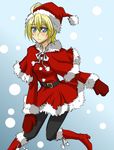  1girl boots christmas eleonore_kliesen gloves hat high_heel_boots high_heels ootori_sen_na_gatsu santa_costume santa_hat santa_suit short_hair tekken 