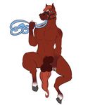  balls bridle equine horse invalid_background kaboozlefa looking_at_viewer lying male mammal marefurryfan on_back one_eye pinup ponyplay pose rainstorm reins sheath solo spread_legs spreading 