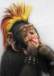  jewelry male mohawk photomanipulation piercing punk simian tongue tongue_out yulia_malanina 