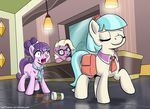  coco_pommel_(mlp) coffee cutie_mark equine eyes_closed eyewear female friendship_is_magic fur glasses group hair horse mammal muffinshire my_little_pony owned pencil pink_fur pony purple_fur purple_hair registration_pony_(mlp) sassy suri_polomare_(mlp) two_tone_hair white_fur white_hair 