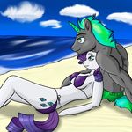  anthrofied beach bikini breasts cuddling duo equine female friendship_is_magic horn horse lovingwolf mammal my_little_pony original_character pony rarity_(mlp) sea seaside ship sky swimsuit tidal_drift unicorn water 