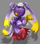  anthro anthrofied big_breasts breasts cleavage clothed clothing drifblim elpatrixf female ghost hi_res navel nintendo pok&#233;mon pok&#233;morph pok&eacute;mon pok&eacute;morph purple_skin pussy red_eyes red_skin solo spirit standing video_games yellow_skin 