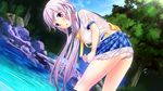  chiri_(atlanta) chuablesoft game_cg long_hair minamori_hime panties purple_eyes purple_hair see_through seifuku underwear wagaya_no_himegami-sama! water wet 