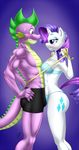 &lt;3 abs anthro anthrofied blue_eyes blush boxers bra breasts bulge cat_eyes cleavage close clothed clothing couple dragon duo equine female friendship_is_magic green_eyes hair horn horse male mammal my_little_pony navel nervous panties pia-sama pony purple_hair rarity_(mlp) sharp_teeth slit_pupils spike_(mlp) standing sweat tape_measure teeth underwear unicorn 