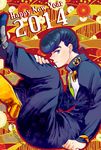  2014 amane_chiho bad_id bad_pixiv_id black_hair blue_eyes gakuran happy_new_year higashikata_jousuke highres jojo_no_kimyou_na_bouken male_focus new_year pompadour school_uniform solo 