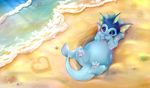  belly blush eeveelution female littlepolka nintendo pok&#233;mon pok&eacute;mon pregnant seaside vaporeon video_games water wet 