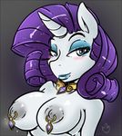  anthro breasts equine female friendship_is_magic horn horse looking_at_viewer mammal my_little_pony nipple_piercing nipples pcaduck piercing pony rarity_(mlp) smile solo unicorn 