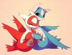  chibi duo eyes_closed falvie female feral happy holding hug invalid_tag latias latios male nintendo pok&#233;mon pok&eacute;mon simple_background sitting smile video_games 