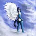  anthro anthrofie anthrofied blue_eyes blue_hair clothing cloud elbow_gloves equine eyewear friendship_is_magic gloves goggles hair horse looking_at_viewer looking_back male mammal my_little_pony outside pegasus penis pony sky soarin_(mlp) solo standing wings wonderbolts_(mlp) zoomerboomerz 