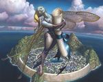  fairy female island magic_the_gathering mark_zug scroll sea water wings 
