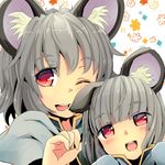  animal_ears blush child grey_hair ishikkoro looking_at_viewer mouse_ears multiple_girls nazrin open_mouth red_eyes short_hair smile touhou 