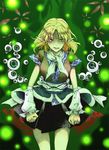  arm_support blonde_hair envy eyes green_eyes mizuhashi_parsee pointy_ears scarf solo touhou 