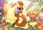  buneary female flower garden littlepolka lopunny nintendo pok&#233;mon pok&eacute;mon pregnant video_games 