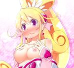  aida_mana bad_id bad_pixiv_id bare_shoulders blonde_hair blush breasts cure_heart dokidoki!_precure earrings hair_ornament half_updo heart jewelry kago_no_tori long_hair magical_girl medium_breasts nipples open_mouth pink_eyes pink_sleeves ponytail precure shirt_pull solo wavy_mouth 