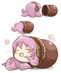  ^_^ ^o^ blush_stickers chibi closed_eyes creature dorei_k headphones in_container jar long_hair megurine_luka no_humans open_mouth pink_hair simple_background smile takoluka tentacle_hair vocaloid white_background 